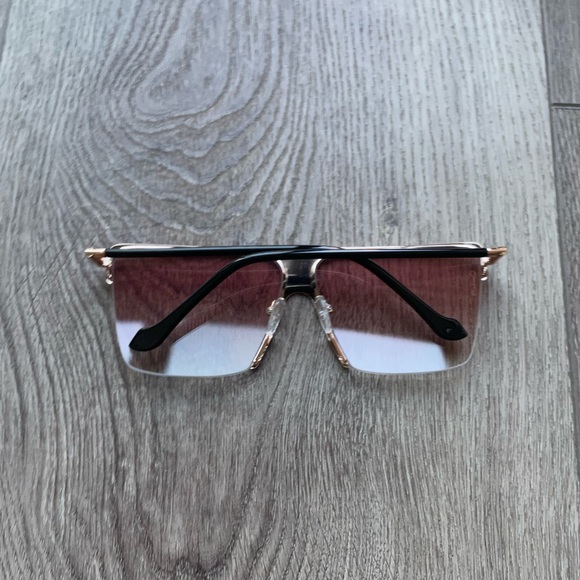 otra hamptons pink gold oversized retro brow bar statement sunglasses eyewear - Picture 3 of 6